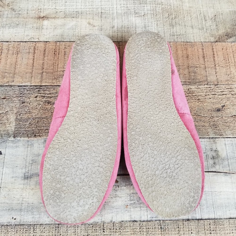 Minnetonka Pink Faux Fur Women Sz 8 Lined Suede Flats Moccasin Slippers Shoes - Picture 8 of 9